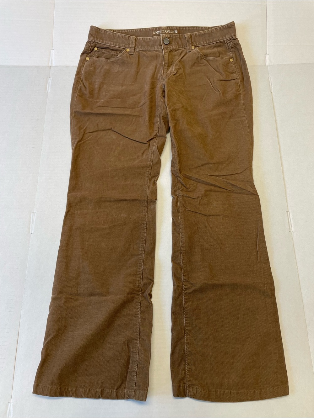 Ann Taylor Denim Modern Boot Womens 6 Brown Corduroy Low Rise Jeans Western Flaw